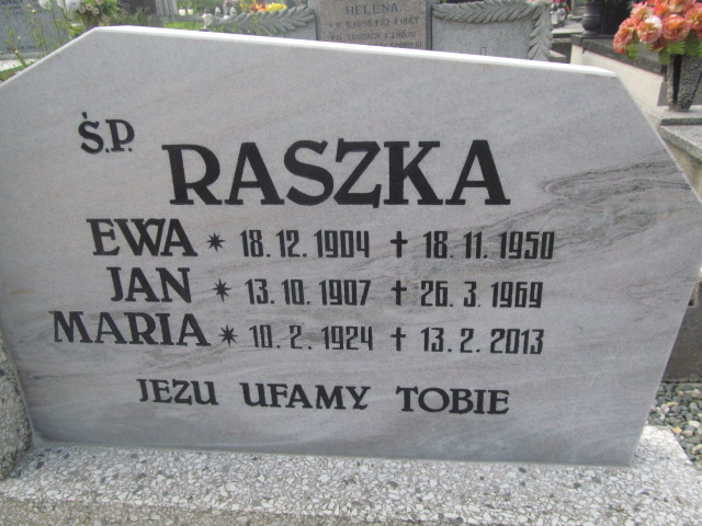 Ewa Raszka 1876 Grodziec - Grobonet - Wyszukiwarka osób pochowanych